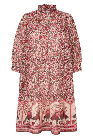 gebloemde midi jurk rood