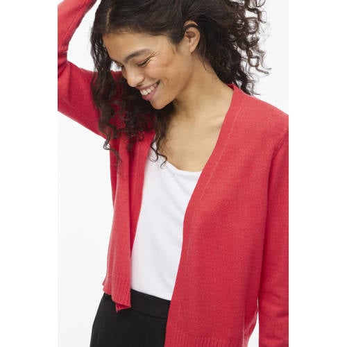 VILA vest gebreid koraalrood afbeelding