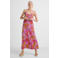 Geisha gebloemde spaghettitop roze