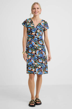 gebloemde midi jurk multi