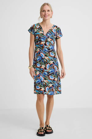 gebloemde midi jurk multi