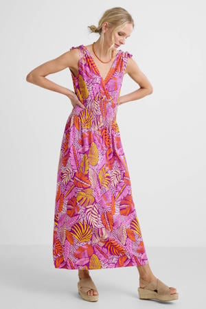 midi jurk roze
