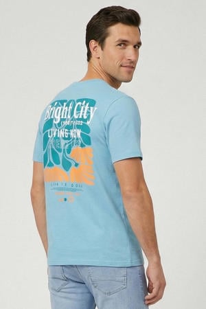 regular T-shirt met backprint blauw