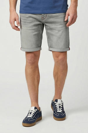 slim short grey denim