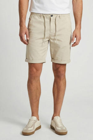 regular fit chino short met riemlussen - beige