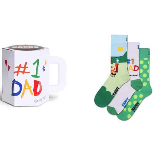 Happy Socks giftbox sokken No. 1 Dad - set van 3 groen afbeelding