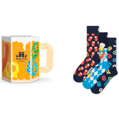 Happy Socks giftbox sokken Beer Glass - set van 3 donkerblauw afbeelding