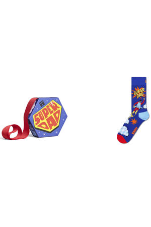 giftbox sokken Flying Super Dad blauw