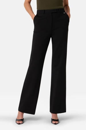 regular waist flared broek zwart