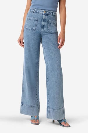wide leg jeans medium blue denim