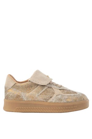 Ira-97 leren sneakers met ponyhair goud