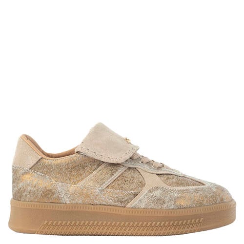 Babouche Ira-97 leren sneakers met ponyhair goud afbeelding