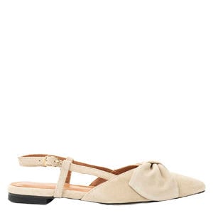 Sofie-2 suede slingback loafers met panterprint beige