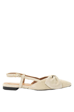 Sofie-2 suede slingback loafers met panterprint beige