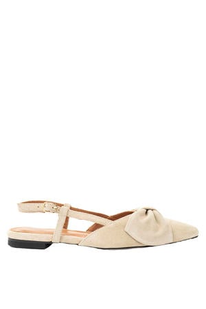 Sofie-2 suede slingback loafers met panterprint beige