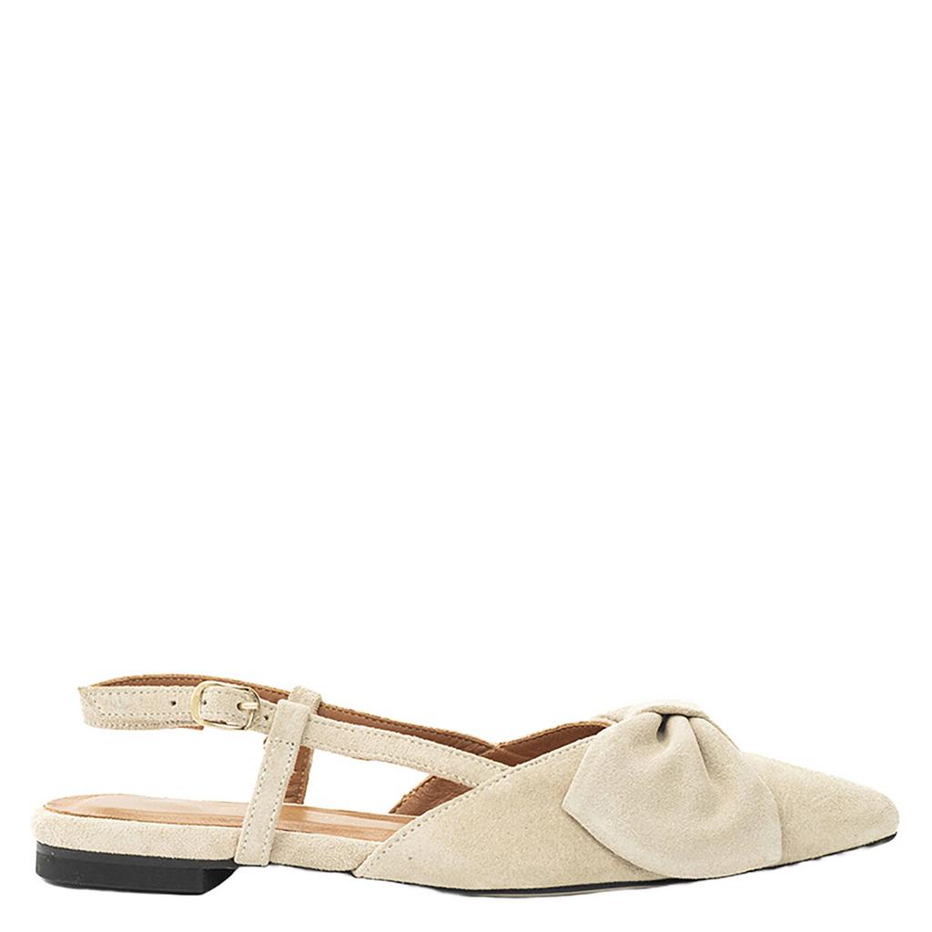Beige dames Babouche Sofie-2 suede slingback loafers met gesp en panterprint