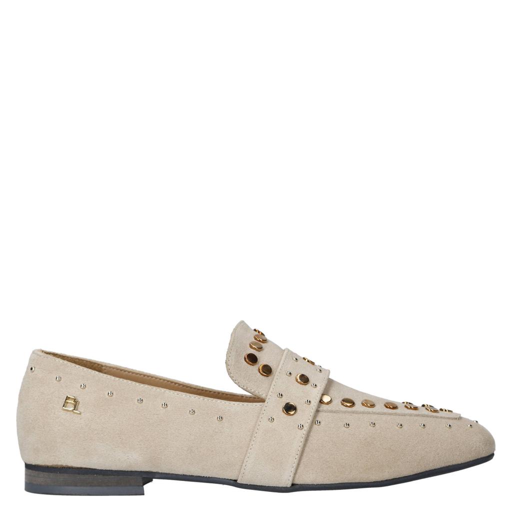 Beige dames Babouche suède loafers met studs
