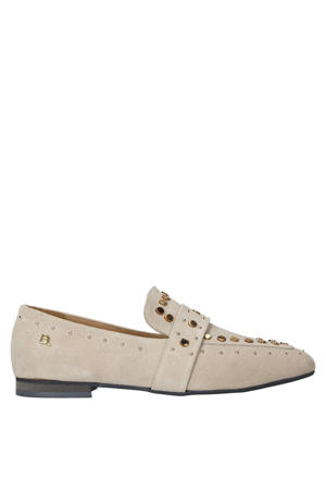 suède loafers met studs beige