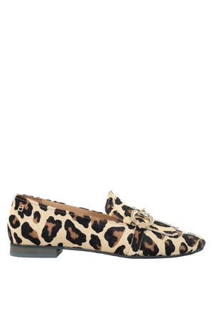 G-Dena-2 leren loafers met ponyhair en panterprint beige/zwart