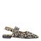 Babouche suède leren slingback loafers met panterprint beige/zwart