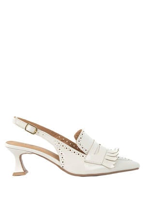 Gina-1 leren slingback pumps ecru
