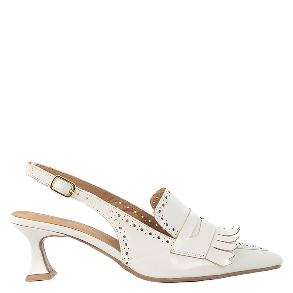 Ecru dames Babouche Gina-1 leren slingback pumps met gesp