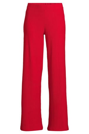 jersey crinkle wide leg broek rood