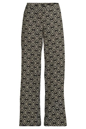 jersey crinkle wide leg broek met all-over print