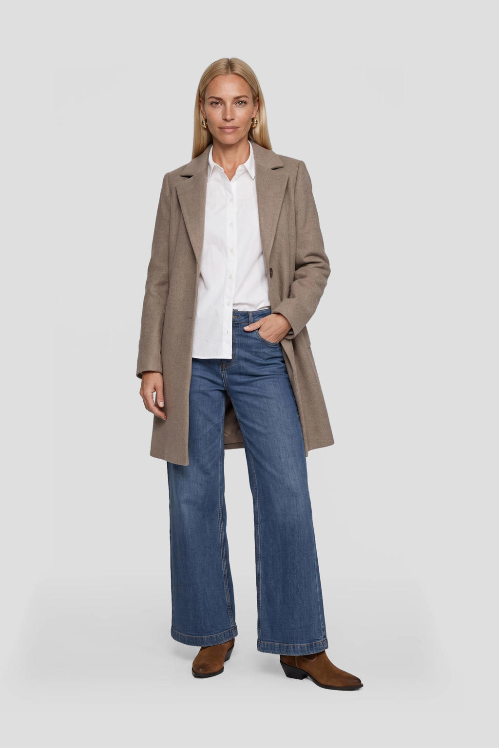 Ruby wollen jas taupe