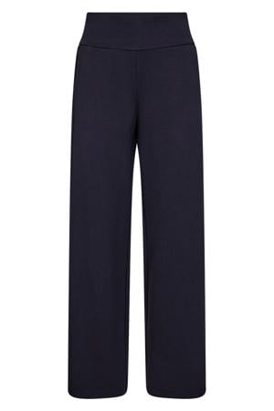 straight high waist casual broek marineblauw