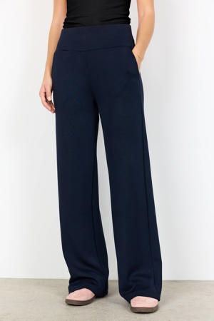 straight high waist casual broek marineblauw