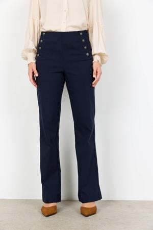 straight high waist broek marineblauw