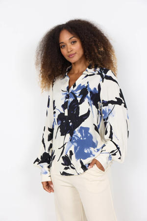 gebloemde blousetop ecru