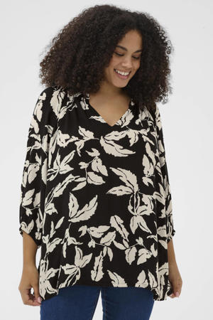 gebloemde blousetop zwart