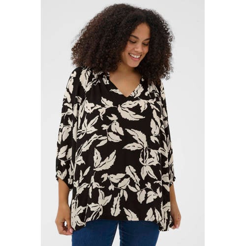 Kaffe Curve gebloemde blousetop zwart afbeelding