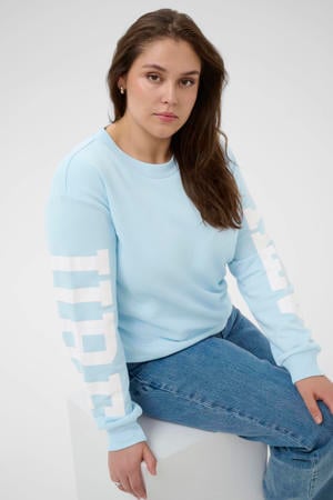 sweater met backprint lichtblauw