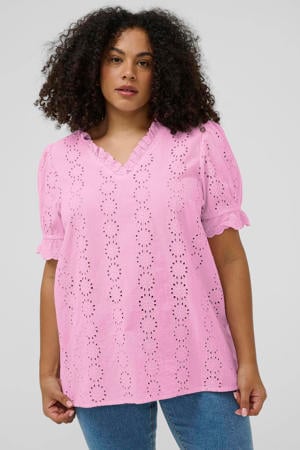 blousetop roze broderie