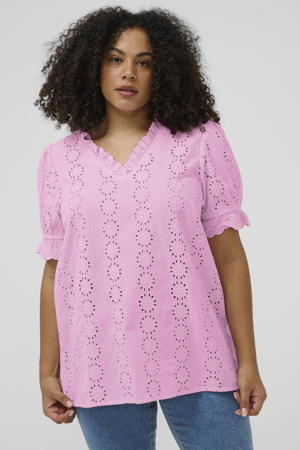 blousetop roze broderie