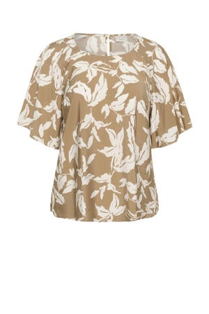 gebloemde blousetop bruin