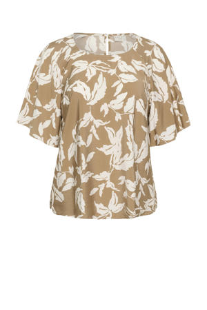 gebloemde blousetop bruin
