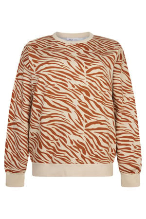 sweater met zebraprint bruin