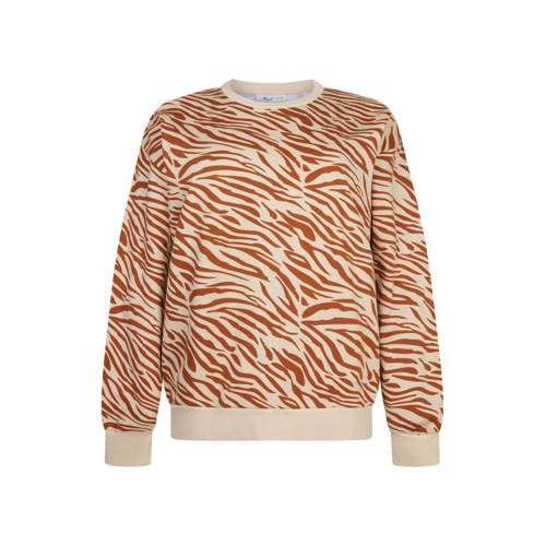 Miss Etam Plus sweater met zebraprint bruin afbeelding
