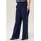 Miss Etam Plus straight high waist gestreepte casual broek donkerblauw