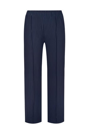 straight high waist gestreepte casual broek donkerblauw