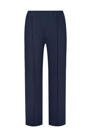 straight high waist gestreepte casual broek donkerblauw