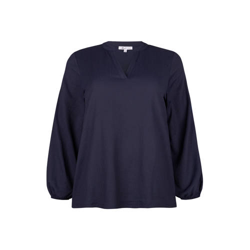 Miss Etam Plus gestreepte blousetop donkerblauw afbeelding