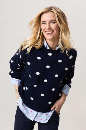 gebreide trui met stippen donkerblauw