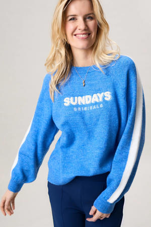 gestreepte gebreide trui blauw