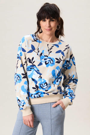 gebloemde sweater blauw