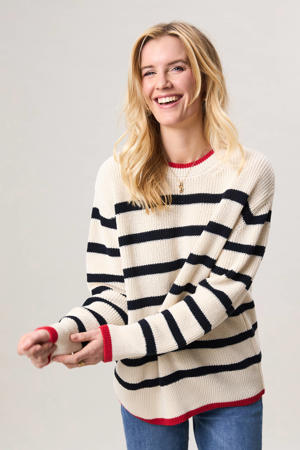 gestreepte pullover ecru
